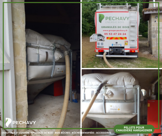 Granulés de bois en vrac pour silo et chaudière Hargassner – Livraison Péchavy