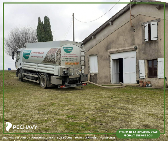 Spécificités et atouts du service livraison Péchavy pour les granulés de bois en Vrac dans le Tarn et Garonne (82)
